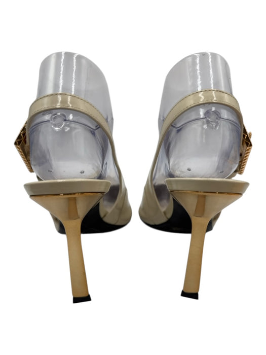 Schutz Shoe Size 8.5 Cream White Patent Leather Slingbacks Pointed Toe Sandals Cream White / 8.5
