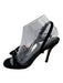 Larroude Shoe Size 8 Black Leather open toe Slingback Stiletto Pumps Black / 8