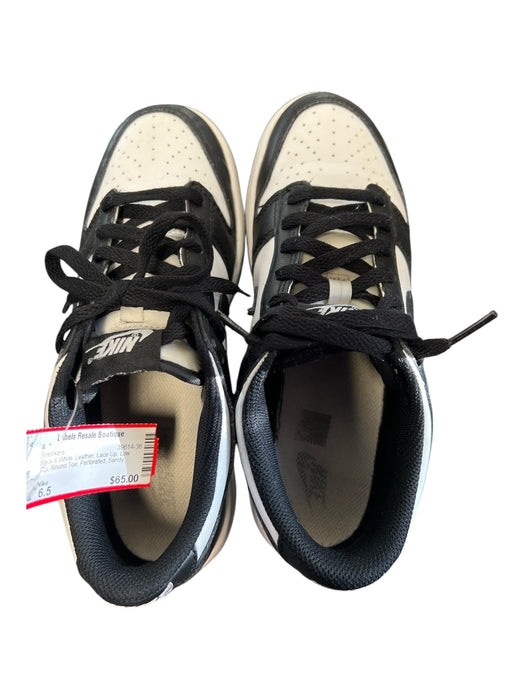 Nike Shoe Size 6.5 Black & White Leather Lace Up Low Top Round Toe Sneakers Black & White / 6.5