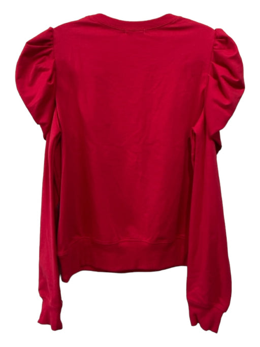 TCEC Size M Red Cotton Puff Shoulder Crew Neck Long Sleeve Top Red / M