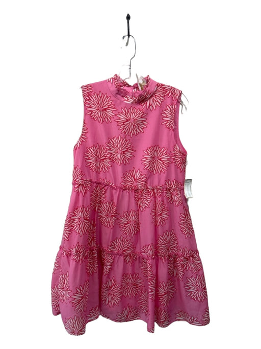 J. Marie Size M Pink, Red & White Polyester Blend Sleeveless Floral Tiered Dress Pink, Red & White / M