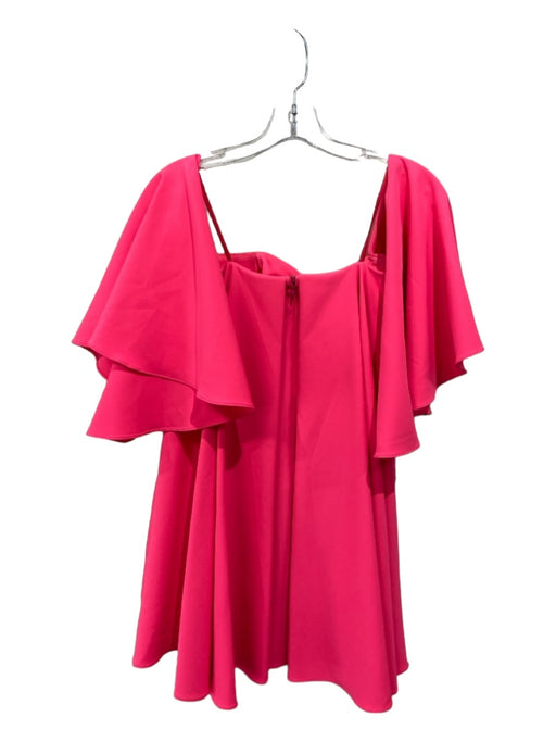 Milly Size 4 Neon Pink Polyester Blend Off Shoulder Wide Sleeve Drape Back Dress Neon Pink / 4