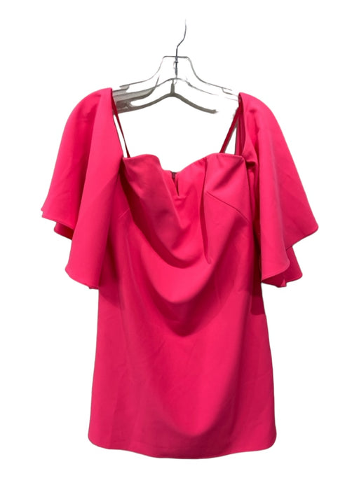 Milly Size 4 Neon Pink Polyester Blend Off Shoulder Wide Sleeve Drape Back Dress Neon Pink / 4