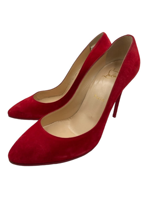 Christian Louboutin Shoe Size 38 Red Suede Pointed Toe Stiletto Pumps Red / 38