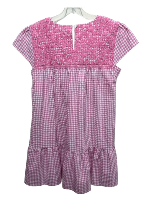 J. Marie Size S Pink & White Cotton Gingham Floral Embroidery V Neck Dress Pink & White / S