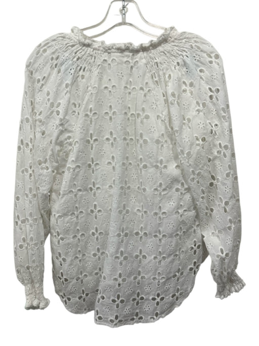 Karlie Size M White Cotton Eyelet Flowers High Rise Button Down Short Set White / M