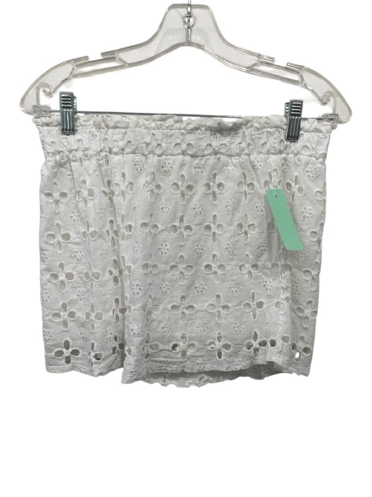 Karlie Size M White Cotton Eyelet Flowers High Rise Button Down Short Set White / M