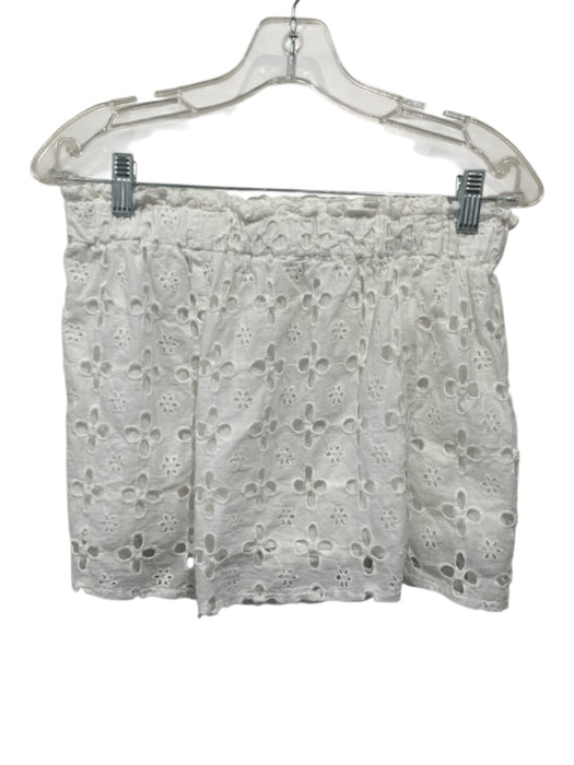 Karlie Size M White Cotton Eyelet Flowers High Rise Button Down Short Set White / M
