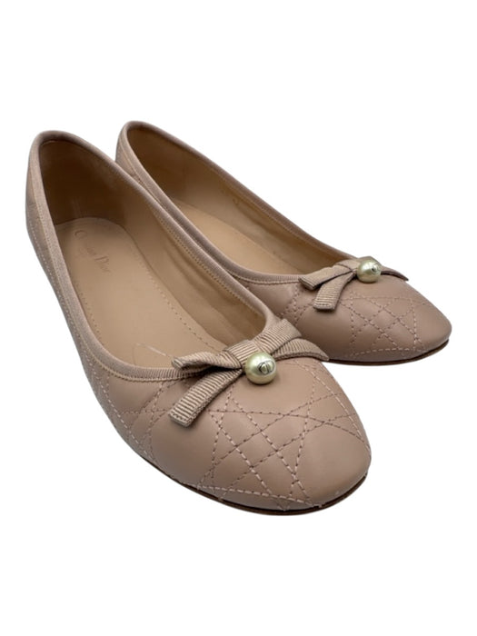 Christian Dior Shoe Size 42 Beige Leather Upper Quilted Low Block Heel Pumps Beige / 42
