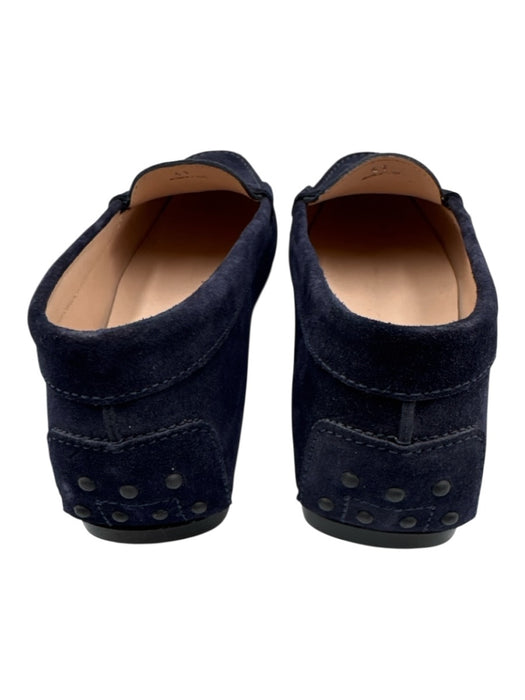 Tod's Shoe Size 41 Midnight blue Leather Upper Round Toe Suede Penny Loafers Midnight blue / 41