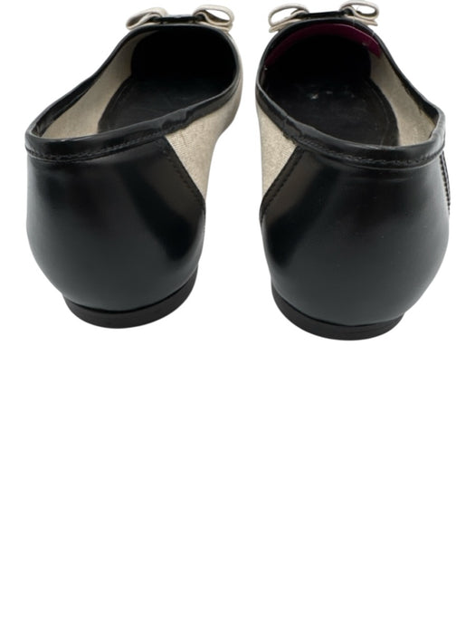 Salvatore Ferragamo Shoe Size 11 Cream Beige & Black Bow detail Toe Cap Flats Cream Beige & Black / 11