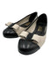 Salvatore Ferragamo Shoe Size 11 Cream Beige & Black Bow detail Toe Cap Flats Cream Beige & Black / 11