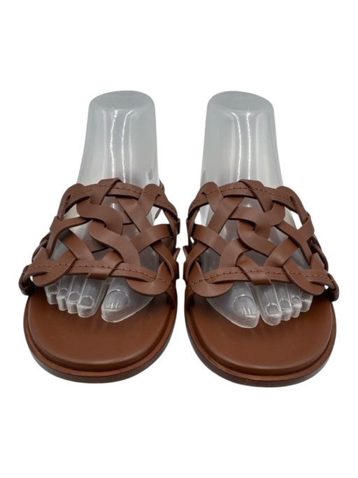 Gianvito Rossi Shoe Size 41 Brown Leather Upper Woven One Strap Slide Sandals Brown / 41