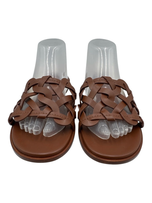 Gianvito Rossi Shoe Size 41 Brown Leather Upper Woven One Strap Slide Sandals Brown / 41