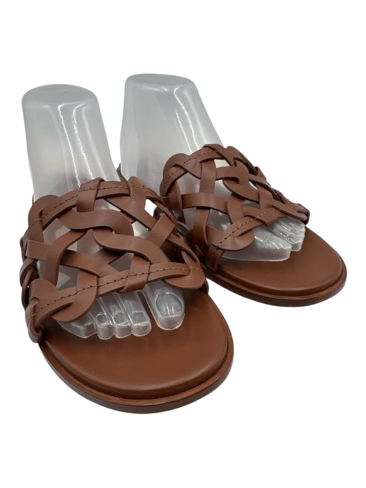 Gianvito Rossi Shoe Size 41 Brown Leather Upper Woven One Strap Slide Sandals Brown / 41