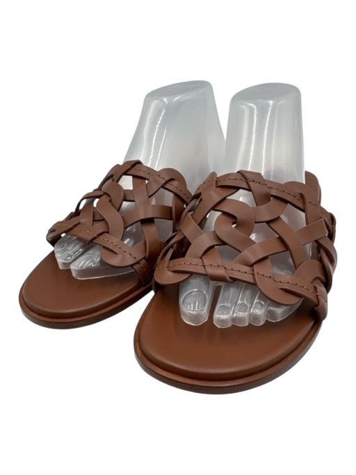 Gianvito Rossi Shoe Size 41 Brown Leather Upper Woven One Strap Slide Sandals Brown / 41