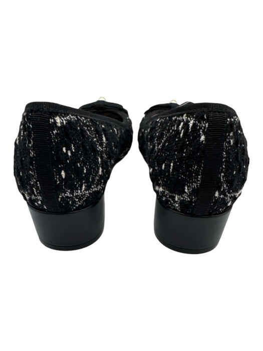 Christian Dior Shoe Size 41.5 Black & White textile upper Tweed Round Toe Pumps Black & White / 41.5