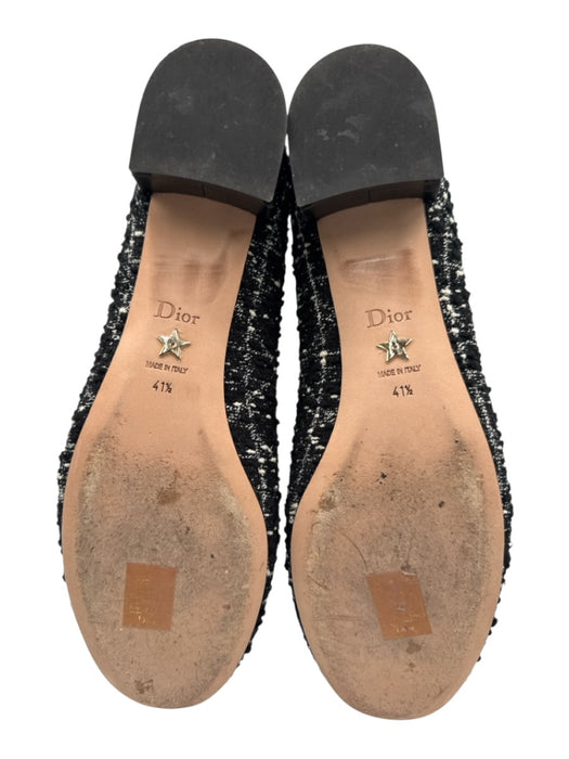 Christian Dior Shoe Size 41.5 Black & White textile upper Tweed Round Toe Pumps Black & White / 41.5