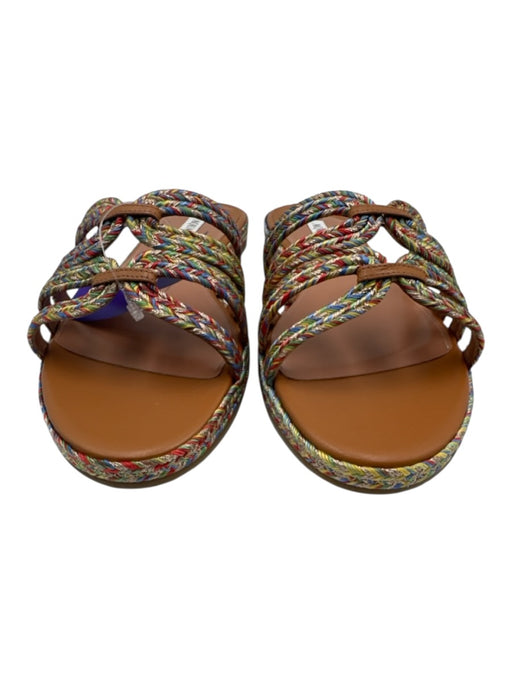 Aquazzura Shoe Size 42 Gold & Multi Canvas Braided Metallic Espadrille Sandals Gold & Multi / 42