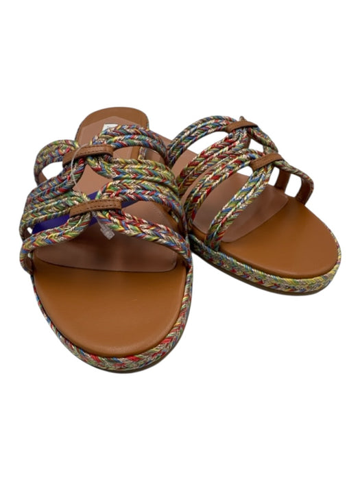 Aquazzura Shoe Size 42 Gold & Multi Canvas Braided Metallic Espadrille Sandals Gold & Multi / 42