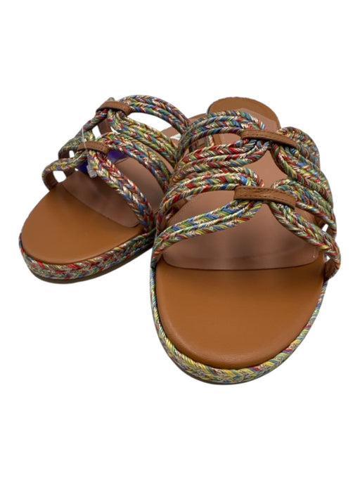 Aquazzura Shoe Size 42 Gold & Multi Canvas Braided Metallic Espadrille Sandals Gold & Multi / 42