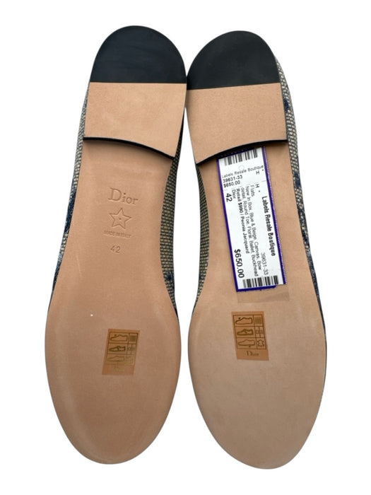 Dior Shoe Size 42 Blue & Beige Canvas Bow detail Round Toe Floral Ballet Flats Blue & Beige / 42