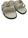 Christian Dior Shoe Size 41.5 Off White Leather Faux Pearl Gold Logo Sandals Off White / 41.5