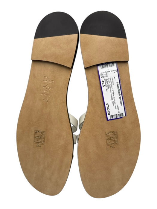 Christian Dior Shoe Size 41.5 Off White Leather Faux Pearl Gold Logo Sandals Off White / 41.5