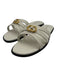 Christian Dior Shoe Size 41.5 Off White Leather Faux Pearl Gold Logo Sandals Off White / 41.5