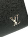 Louis Vuitton Black Taiga Leather Zip Top Silver Logo Clutch Card Slots Bag Black / S