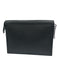 Louis Vuitton Black Taiga Leather Zip Top Silver Logo Clutch Card Slots Bag Black / S