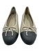 Chanel Shoe Size 42 Gray Leather Upper Bow Toe Cap Interlocking C Logo Flats Gray / 42