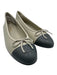 Chanel Shoe Size 42 Gray Leather Upper Bow Toe Cap Interlocking C Logo Flats Gray / 42