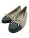 Chanel Shoe Size 42 Gray Leather Upper Bow Toe Cap Interlocking C Logo Flats Gray / 42