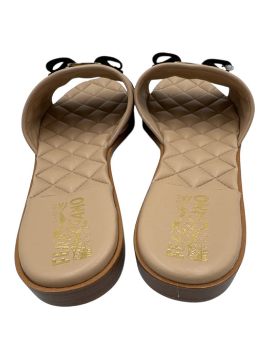 Salvatore Ferragamo Shoe Size 11 Beige & Black Leather Upper Quilted Sandals Beige & Black / 11