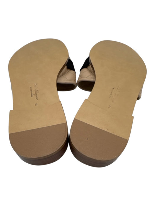 Salvatore Ferragamo Shoe Size 11 Beige & Black Leather Upper Quilted Sandals Beige & Black / 11