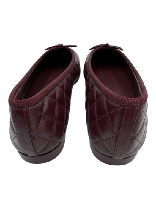 Chanel Shoe Size 42 Burgundy Red Leather Quilted Round Cap Toe Ballet Flats Burgundy Red / 42