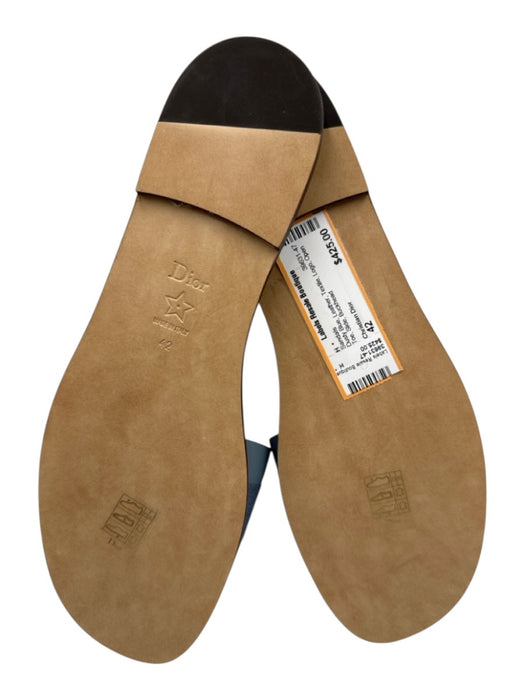 Christian Dior Shoe Size 42 Dusty Blue Leather Textile Logo Open Toe Sandals Dusty Blue / 42