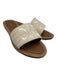 Celine Shoe Size 41 Beige & Tan Leather Textile Triomphe Open Toe Slide Sandals Beige & Tan / 41