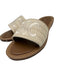 Celine Shoe Size 41 Beige & Tan Leather Textile Triomphe Open Toe Slide Sandals Beige & Tan / 41