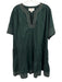 Pomander Place Size XXXL Dark Green & Pink Cotton Short Sleeve Gathered Dress Dark Green & Pink / XXXL