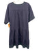 Pomander Place Size XXL Navy blue & green Cotton Short Sleeve Gathered Dress Navy blue & green / XXL