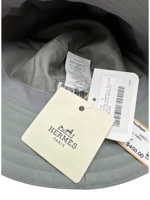 Hermes Gray & Blue Cotton Patch Boucle Bucket Hat Gray & Blue / 60