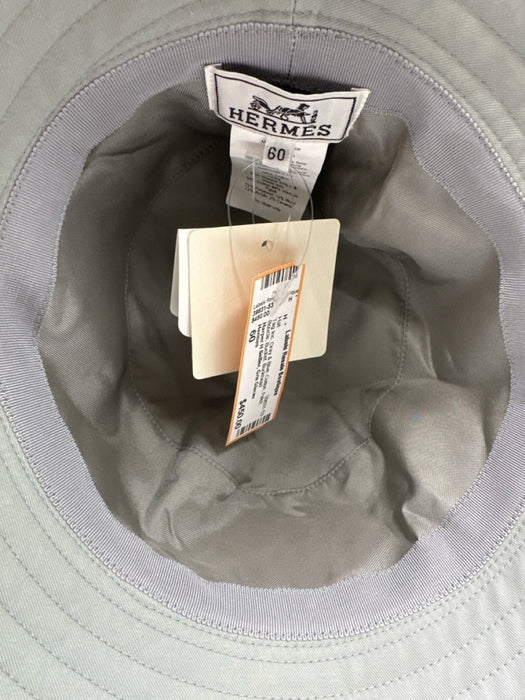 Hermes Gray & Blue Cotton Patch Boucle Bucket Hat Gray & Blue / 60