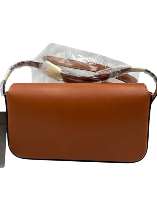 Celine Brown Leather Shoulder Bag Logo Gold Detail Dust Bag Incl. Bag Brown / Small