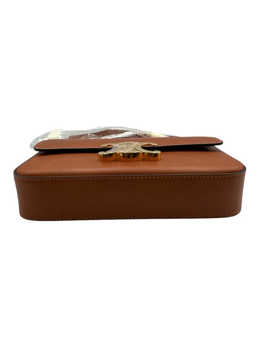 Celine Brown Leather Shoulder Bag Logo Gold Detail Dust Bag Incl. Bag Brown / Small