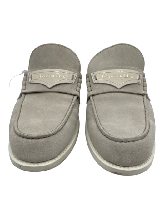 Christian Dior Shoe Size Est 41 Beige Suede Logo White Soles Mules Beige / Est 41