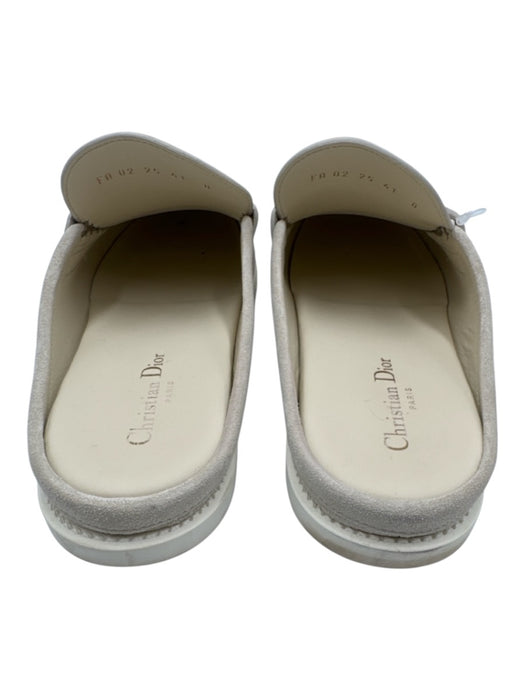 Christian Dior Shoe Size Est 41 Beige Suede Logo White Soles Mules Beige / Est 41