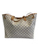 Louis Vuitton Cream & Brown Coated Canvas Leather trim Damier Azur Zip Pouch Bag Cream & Brown / L