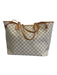 Louis Vuitton Cream & Brown Coated Canvas Leather trim Damier Azur Zip Pouch Bag Cream & Brown / L